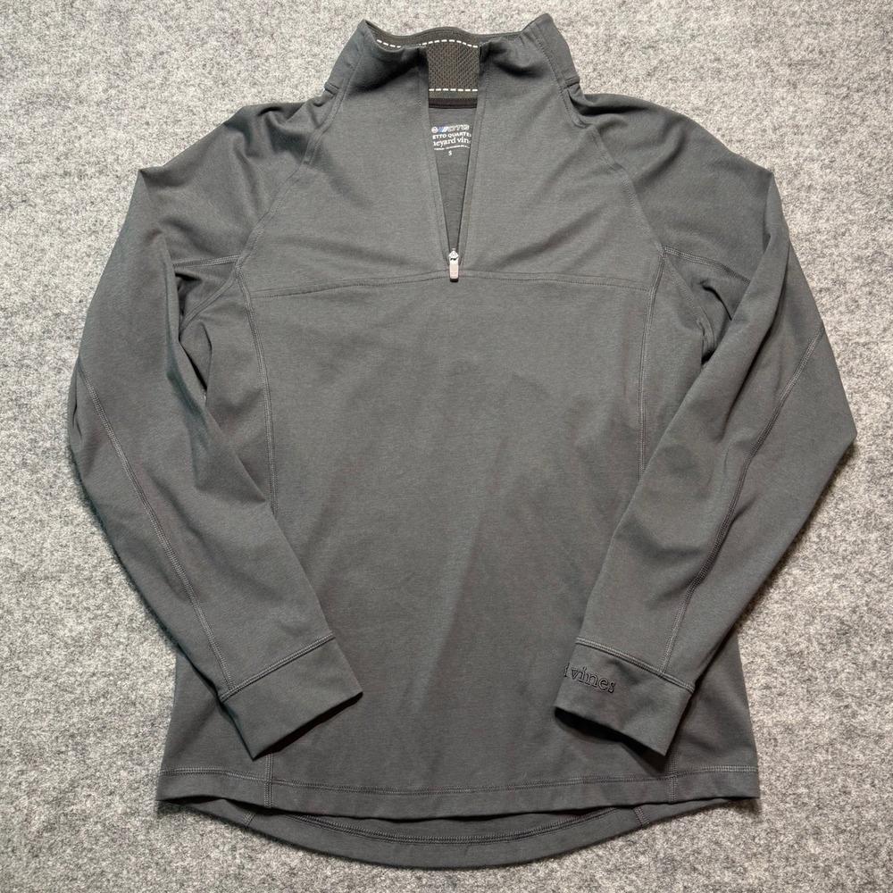 VINEYARD VINES Mens Palmetto Quarter Zip OTG Performance Pullover Grey Small